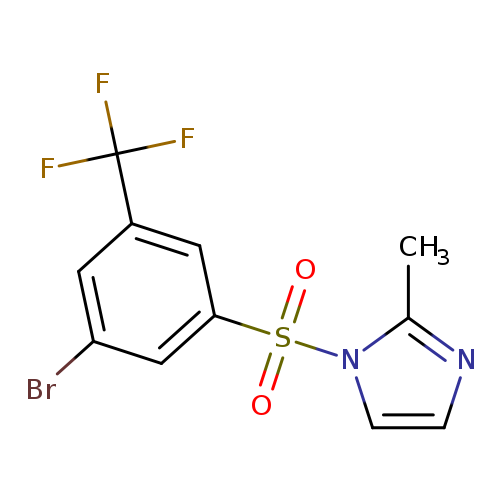 Brc1cc(cc(c1)S(=O)(=O)n1ccnc1C)C(F)(F)F