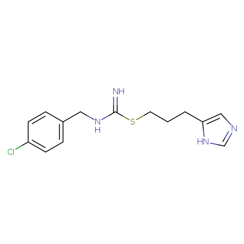 N=C(NCc1ccc(cc1)Cl)SCCCc1cnc[nH]1