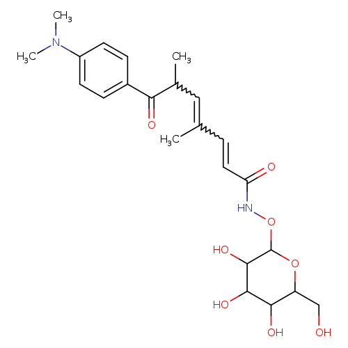 OCC1OC(ONC(=O)C=CC(=CC(C(=O)c2ccc(cc2)N(C)C)C)C)C(C(C1O)O)O