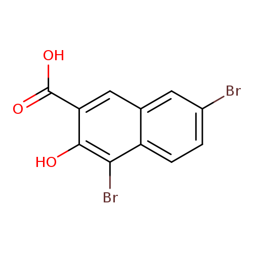 Brc1ccc2c(c1)cc(c(c2Br)O)C(=O)O