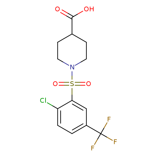 OC(=O)C1CCN(CC1)S(=O)(=O)c1cc(ccc1Cl)C(F)(F)F