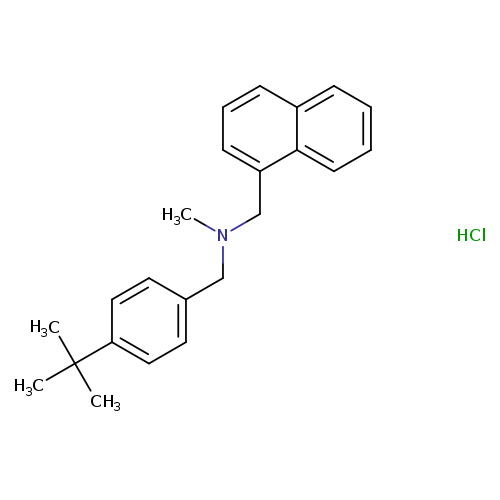 CN(Cc1cccc2c1cccc2)Cc1ccc(cc1)C(C)(C)C.Cl