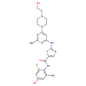 OCCN1CCN(CC1)c1cc(Nc2ncc(s2)C(=O)Nc2c(C)cc(cc2Cl)O)nc(n1)C