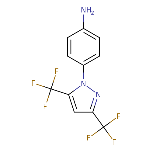Nc1ccc(cc1)n1nc(cc1C(F)(F)F)C(F)(F)F