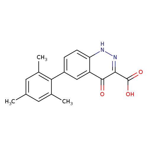 Cc1cc(C)c(c(c1)C)c1ccc2c(c1)c(=O)c(n[nH]2)C(=O)O