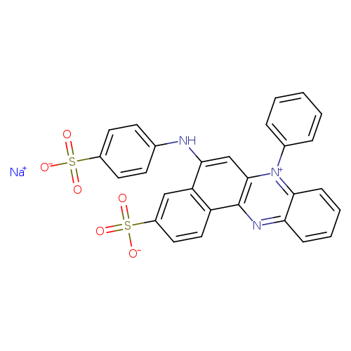 [O-]S(=O)(=O)c1ccc2c(c1)c(Nc1ccc(cc1)S(=O)(=O)[O-])cc1c2nc2ccccc2[n+]1c1ccccc1.[Na+]