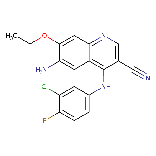 CCOc1cc2ncc(c(c2cc1N)Nc1ccc(c(c1)Cl)F)C#N