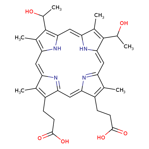 OC(=O)CCC1=C(C)C2=Cc3[nH]c(c(c3C)C(O)C)C=c3[nH]c(=CC4=NC(=CC1=N2)C(=C4C)CCC(=O)O)c(C(O)C)c3C