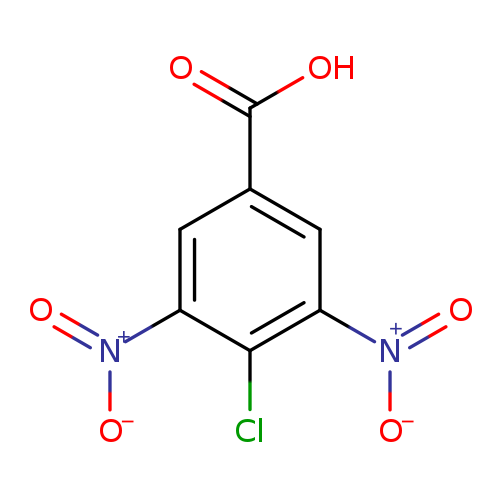 [O-][N+](=O)c1cc(cc(c1Cl)[N+](=O)[O-])C(=O)O