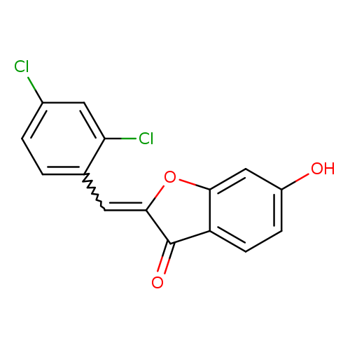 Clc1ccc(c(c1)Cl)C=C1Oc2c(C1=O)ccc(c2)O