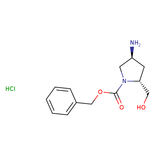OC[C@H]1C[C@@H](CN1C(=O)OCc1ccccc1)N.Cl