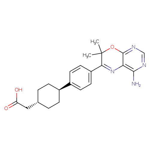 OC(=O)C[C@@H]1CC[C@H](CC1)c1ccc(cc1)C1=Nc2c(N)ncnc2OC1(C)C