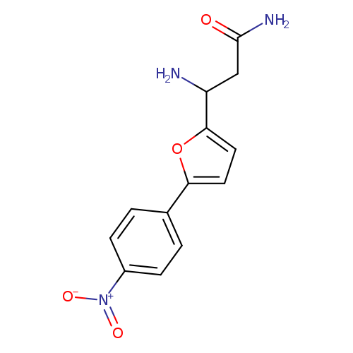 NC(=O)CC(c1ccc(o1)c1ccc(cc1)[N+](=O)[O-])N