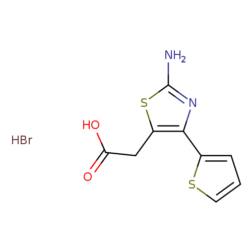 OC(=O)Cc1sc(nc1c1cccs1)N.Br