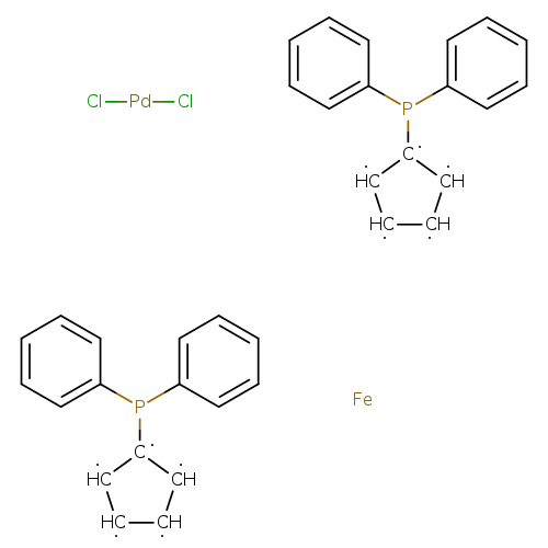 [CH]1[CH][CH][C]([CH]1)P(c1ccccc1)c1ccccc1.[CH]1[CH][CH][C]([CH]1)P(c1ccccc1)c1ccccc1.Cl[Pd]Cl.[Fe]