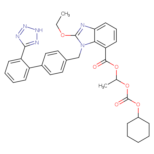 CCOc1nc2c(n1Cc1ccc(cc1)c1ccccc1c1n[nH]nn1)c(ccc2)C(=O)OC(OC(=O)OC1CCCCC1)C