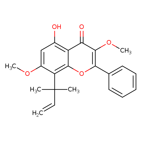 C=CC(c1c(OC)cc(c2c1oc(c1ccccc1)c(c2=O)OC)O)(C)C