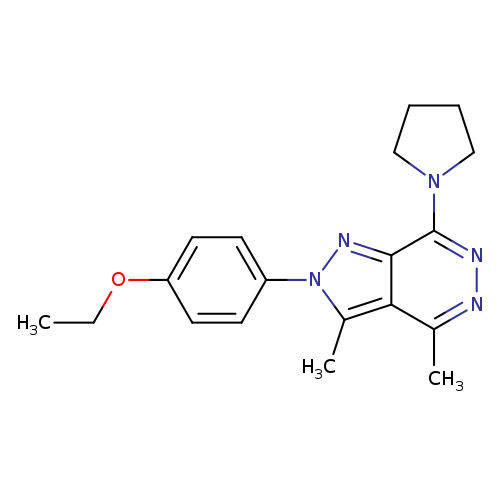 CCOc1ccc(cc1)n1nc2c(c1C)c(C)nnc2N1CCCC1
