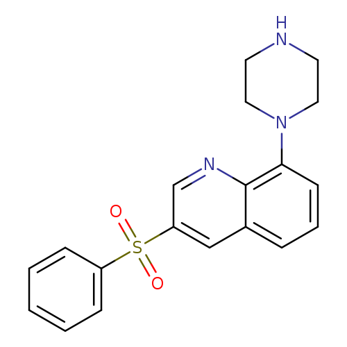 O=S(=O)(c1cnc2c(c1)cccc2N1CCNCC1)c1ccccc1