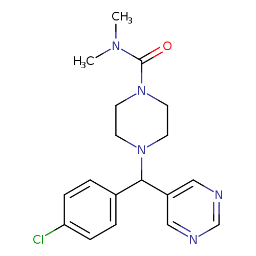 Clc1ccc(cc1)C(c1cncnc1)N1CCN(CC1)C(=O)N(C)C
