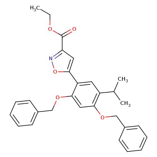 CCOC(=O)c1noc(c1)c1cc(C(C)C)c(cc1OCc1ccccc1)OCc1ccccc1