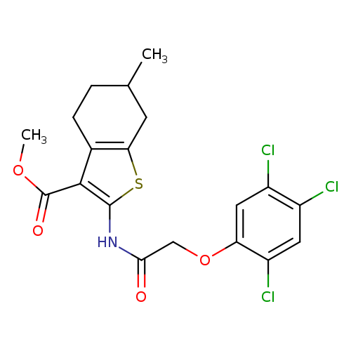 COC(=O)c1c(NC(=O)COc2cc(Cl)c(cc2Cl)Cl)sc2c1CCC(C2)C