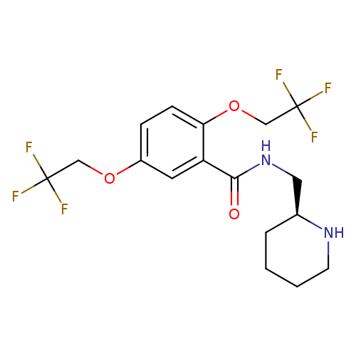 O=C(c1cc(OCC(F)(F)F)ccc1OCC(F)(F)F)NC[C@@H]1CCCCN1