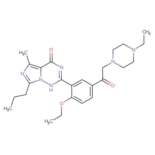 CCOc1ccc(cc1c1nc(=O)c2n([nH]1)c(CCC)nc2C)C(=O)CN1CCN(CC1)CC