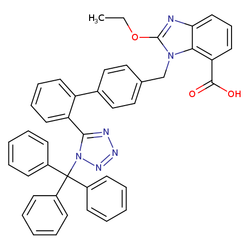 CCOc1nc2c(n1Cc1ccc(cc1)c1ccccc1c1nnnn1C(c1ccccc1)(c1ccccc1)c1ccccc1)c(ccc2)C(=O)O
