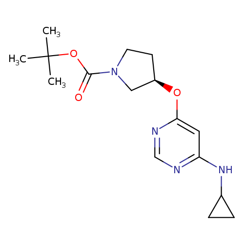O=C(N1CC[C@H](C1)Oc1ncnc(c1)NC1CC1)OC(C)(C)C