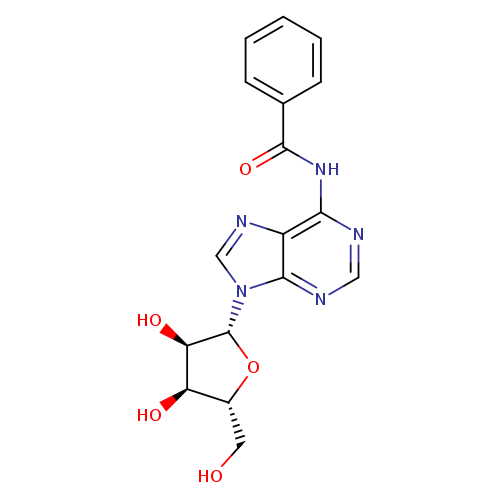 OC[C@H]1O[C@H]([C@@H]([C@@H]1O)O)n1cnc2c1ncnc2NC(=O)c1ccccc1