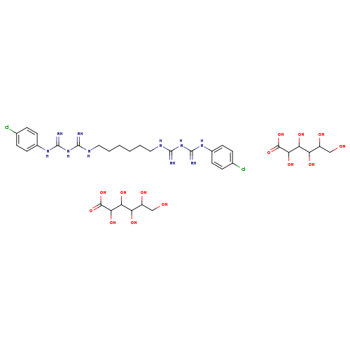 N=C(NC(=N)Nc1ccc(cc1)Cl)NCCCCCCNC(=N)NC(=N)Nc1ccc(cc1)Cl.OCC(C(C(C(C(=O)O)O)O)O)O.OCC(C(C(C(C(=O)O)O)O)O)O