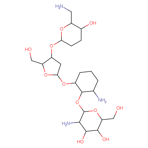 OCC1OC(CC1OC1CCC(C(O1)CN)O)OC1CCCC(C1OC1OC(CO)C(C(C1N)O)O)N