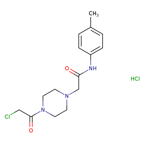 ClCC(=O)N1CCN(CC1)CC(=O)Nc1ccc(cc1)C.Cl