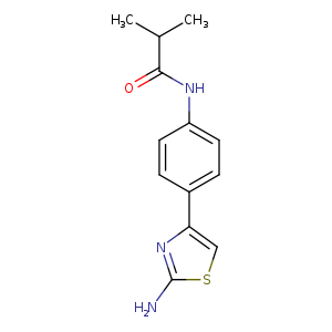 Nc1scc(n1)c1ccc(cc1)NC(=O)C(C)C