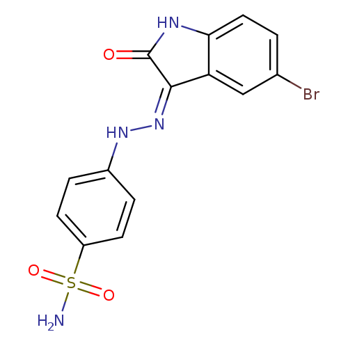 Brc1ccc2c(c1)/C(=N/Nc1ccc(cc1)S(=O)(=O)N)/C(=O)N2