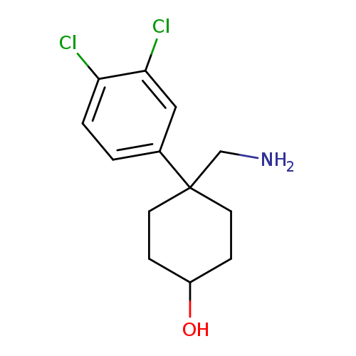 NCC1(CCC(CC1)O)c1ccc(c(c1)Cl)Cl