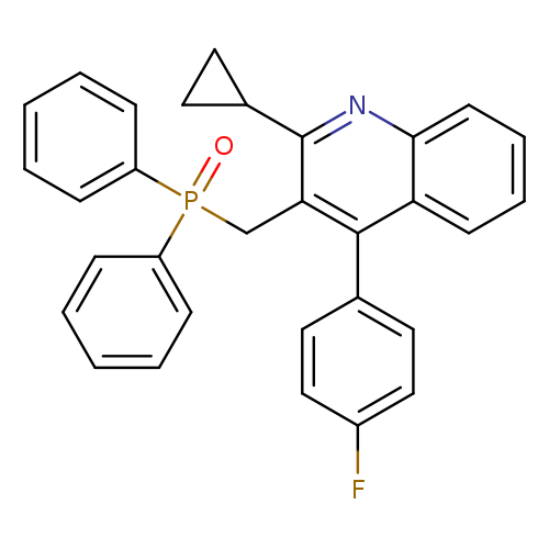 Fc1ccc(cc1)c1c(CP(=O)(c2ccccc2)c2ccccc2)c(nc2c1cccc2)C1CC1