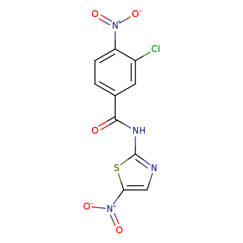 O=C(c1ccc(c(c1)Cl)[N+](=O)[O-])Nc1ncc(s1)[N+](=O)[O-]