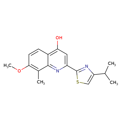 COc1ccc2c(c1C)nc(cc2O)c1scc(n1)C(C)C