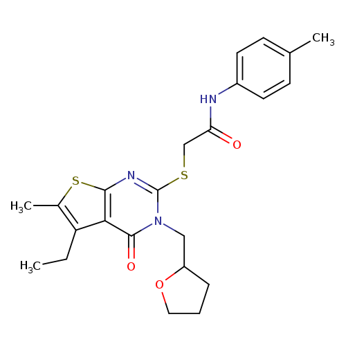 CCc1c(C)sc2c1c(=O)n(c(n2)SCC(=O)Nc1ccc(cc1)C)CC1CCCO1