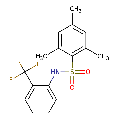 Cc1cc(C)c(c(c1)C)S(=O)(=O)Nc1ccccc1C(F)(F)F