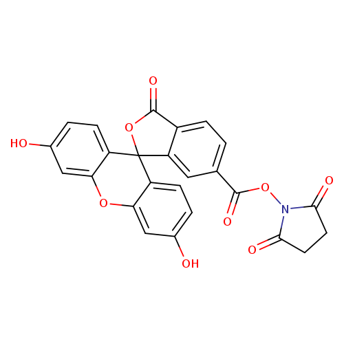 Oc1ccc2c(c1)Oc1c(C32OC(=O)c2c3cc(cc2)C(=O)ON2C(=O)CCC2=O)ccc(c1)O