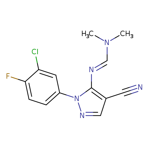 N#Cc1cnn(c1/N=C/N(C)C)c1ccc(c(c1)Cl)F