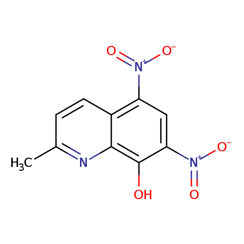 Cc1ccc2c(n1)c(O)c(cc2[N+](=O)[O-])[N+](=O)[O-]