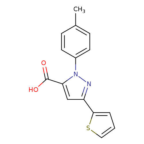 Cc1ccc(cc1)n1nc(cc1C(=O)O)c1cccs1