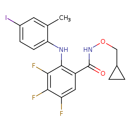 Ic1ccc(c(c1)C)Nc1c(cc(c(c1F)F)F)C(=O)NOCC1CC1