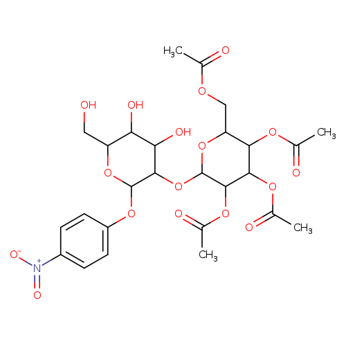 OCC1OC(Oc2ccc(cc2)[N+](=O)[O-])C(C(C1O)O)OC1OC(COC(=O)C)C(C(C1OC(=O)C)OC(=O)C)OC(=O)C