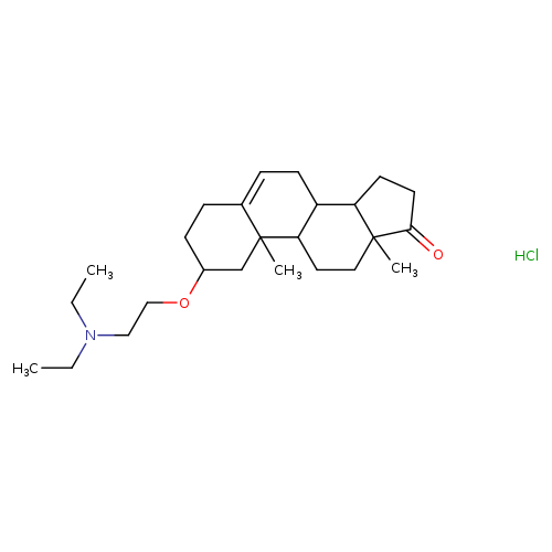 CCN(CCOC1CCC2=CCC3C(C2(C1)C)CCC1(C3CCC1=O)C)CC.Cl