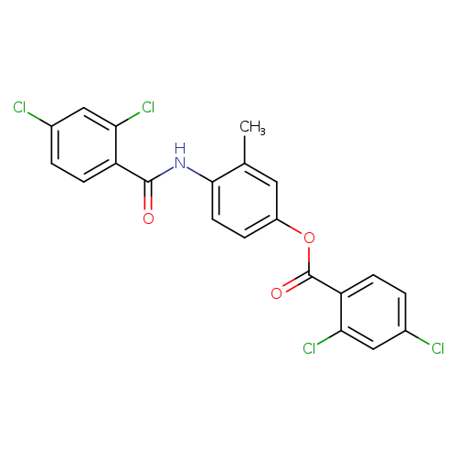 Clc1ccc(c(c1)Cl)C(=O)Nc1ccc(cc1C)OC(=O)c1ccc(cc1Cl)Cl